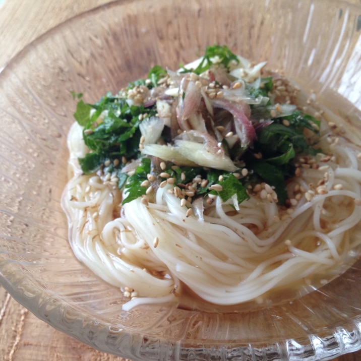 みょうがと大葉のさっぱりそうめん♪